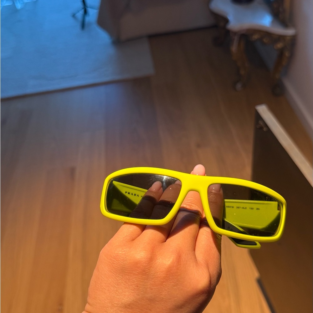 Prada Neon Green Rectangular Sunglasses - image 6